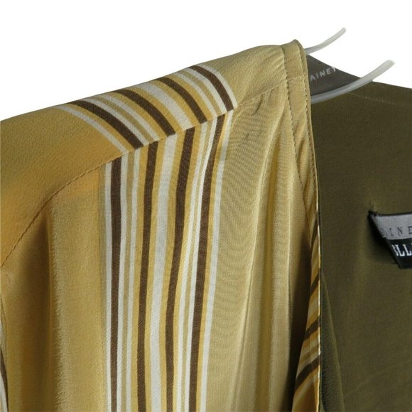 Linda Allard Ellen Tracy Open Drape Front Silk Jacket 12 Strip Silk Kimono Lined - Picture 9 of 12